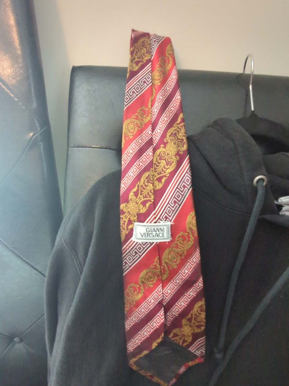 Gianni Versace Vintage 90s Red and Gold Baroque Silk Tie